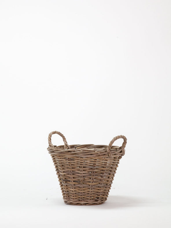 Handled Rattan Basket Planter